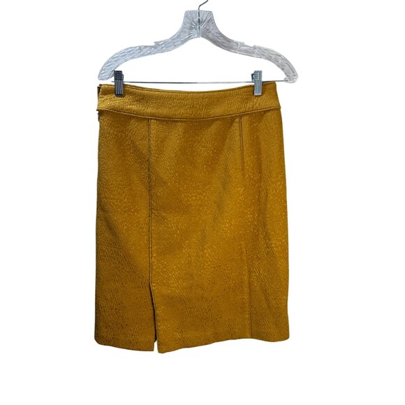 Banana Republic Gold Textured Pencil Skirt With Side Zipper & Front Slit Womens - Picture 1 of 10
